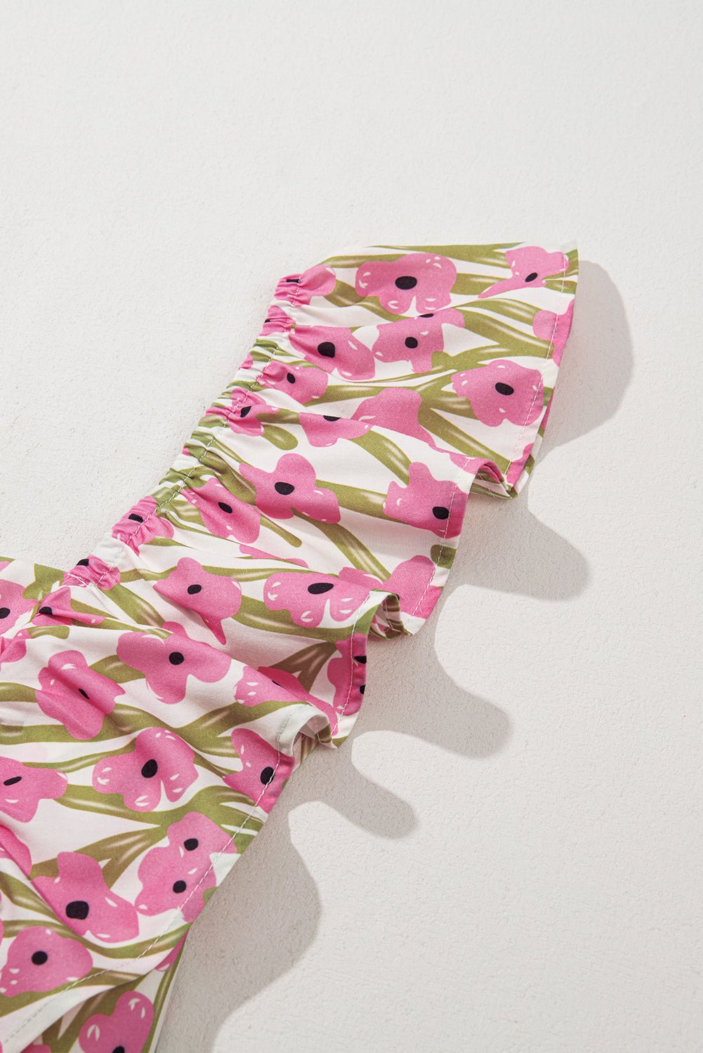 Pink Plus Size Ruffle Trim Square Neck High Waist Floral Maxi Dress - Loving It Shop