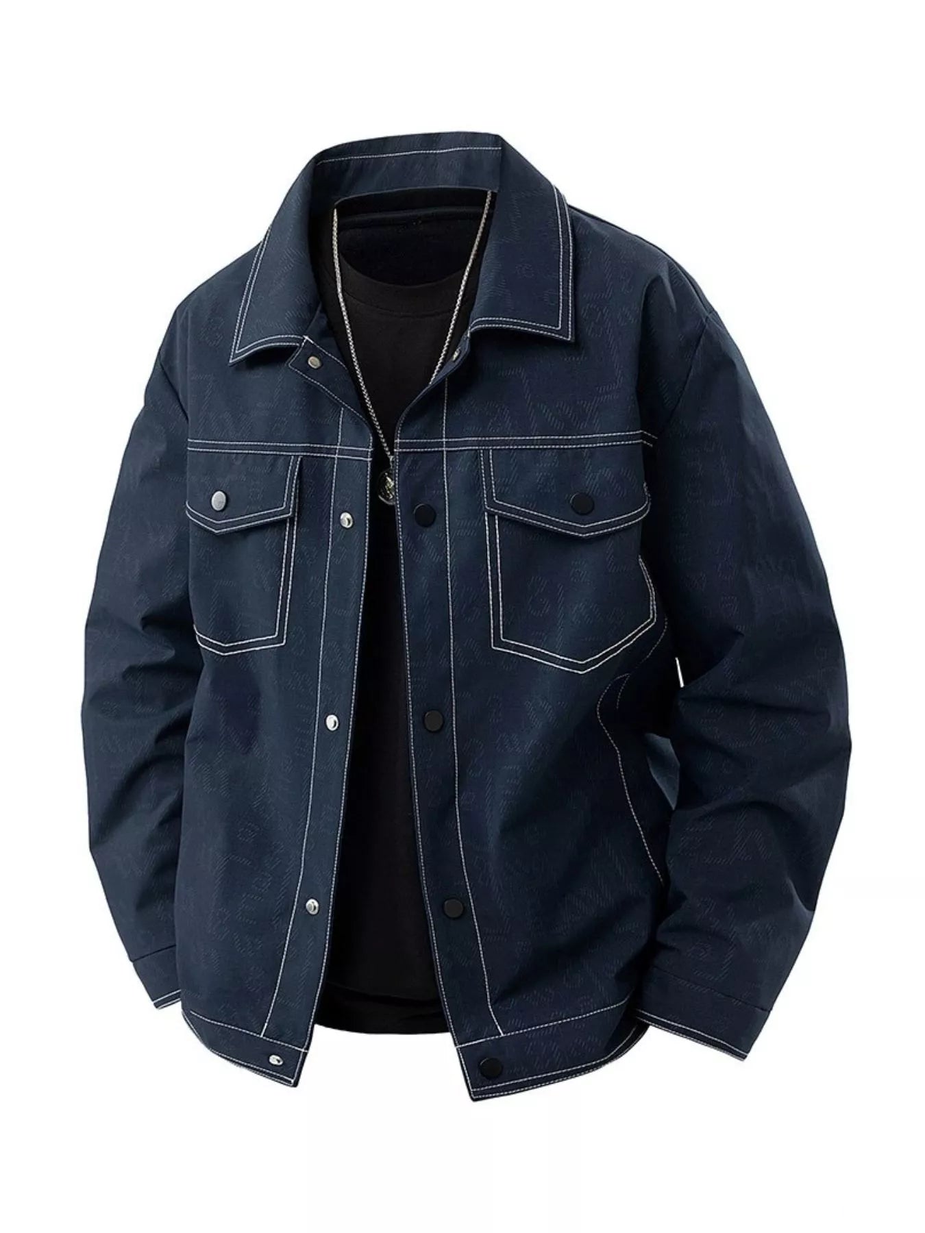 Men's Plus Size Snap Down Casual Denim Jacket
