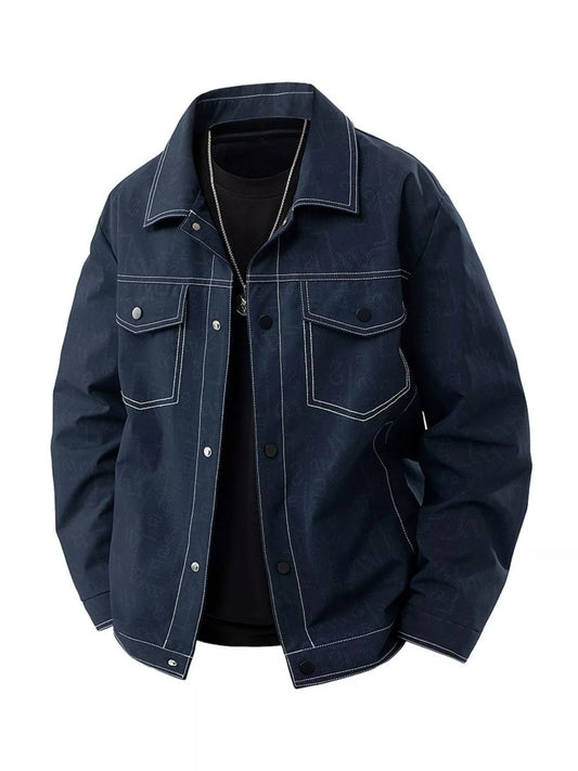 Men's Plus Size Snap Down Casual Denim Jacket