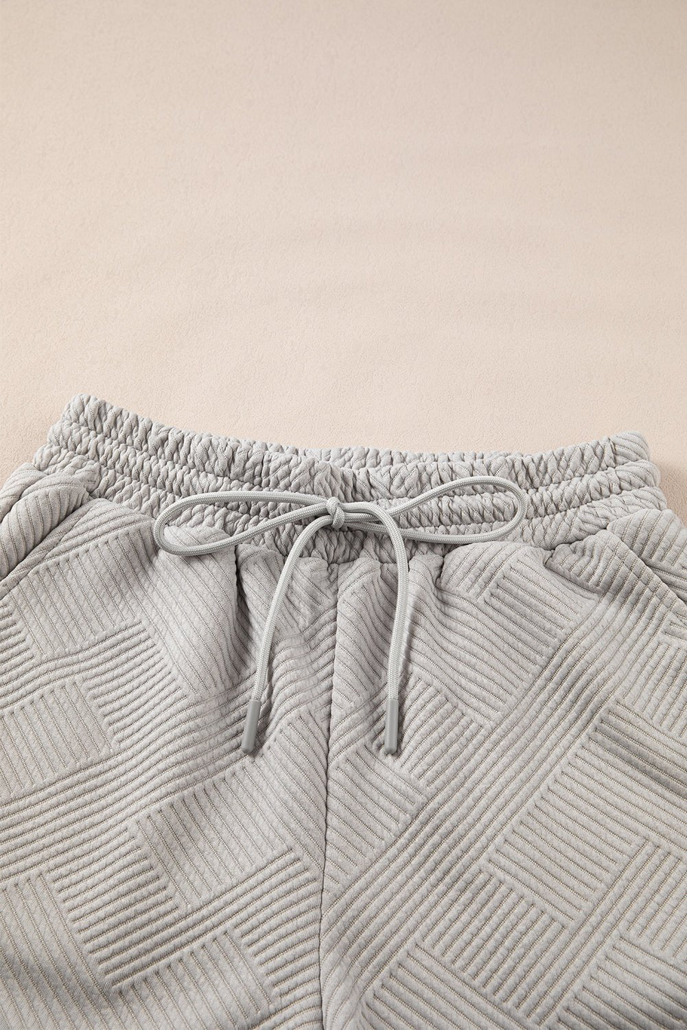 Gray Solid Color Textured Loose Top Casual Two Piece Short Set - Loving It Shop