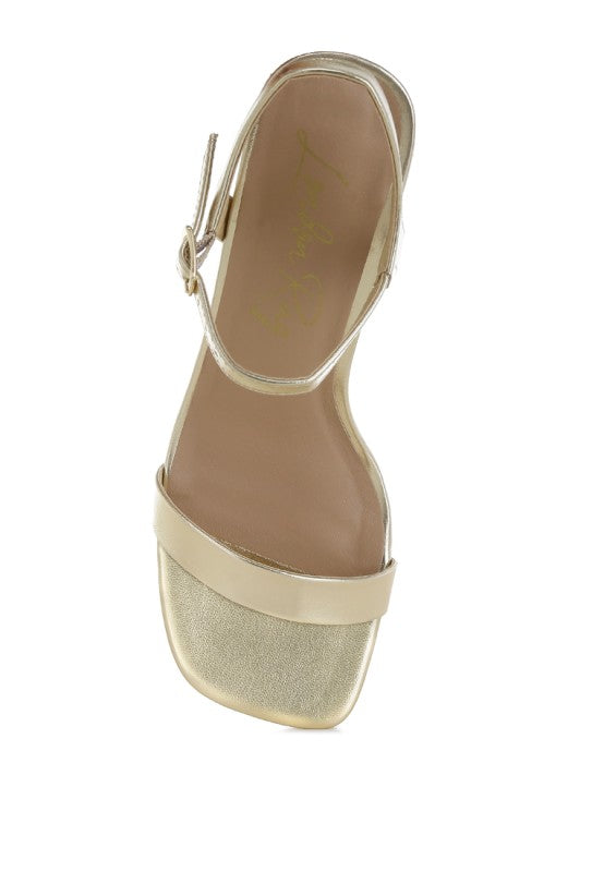Kazara Metallic Faux Leather Block Heels