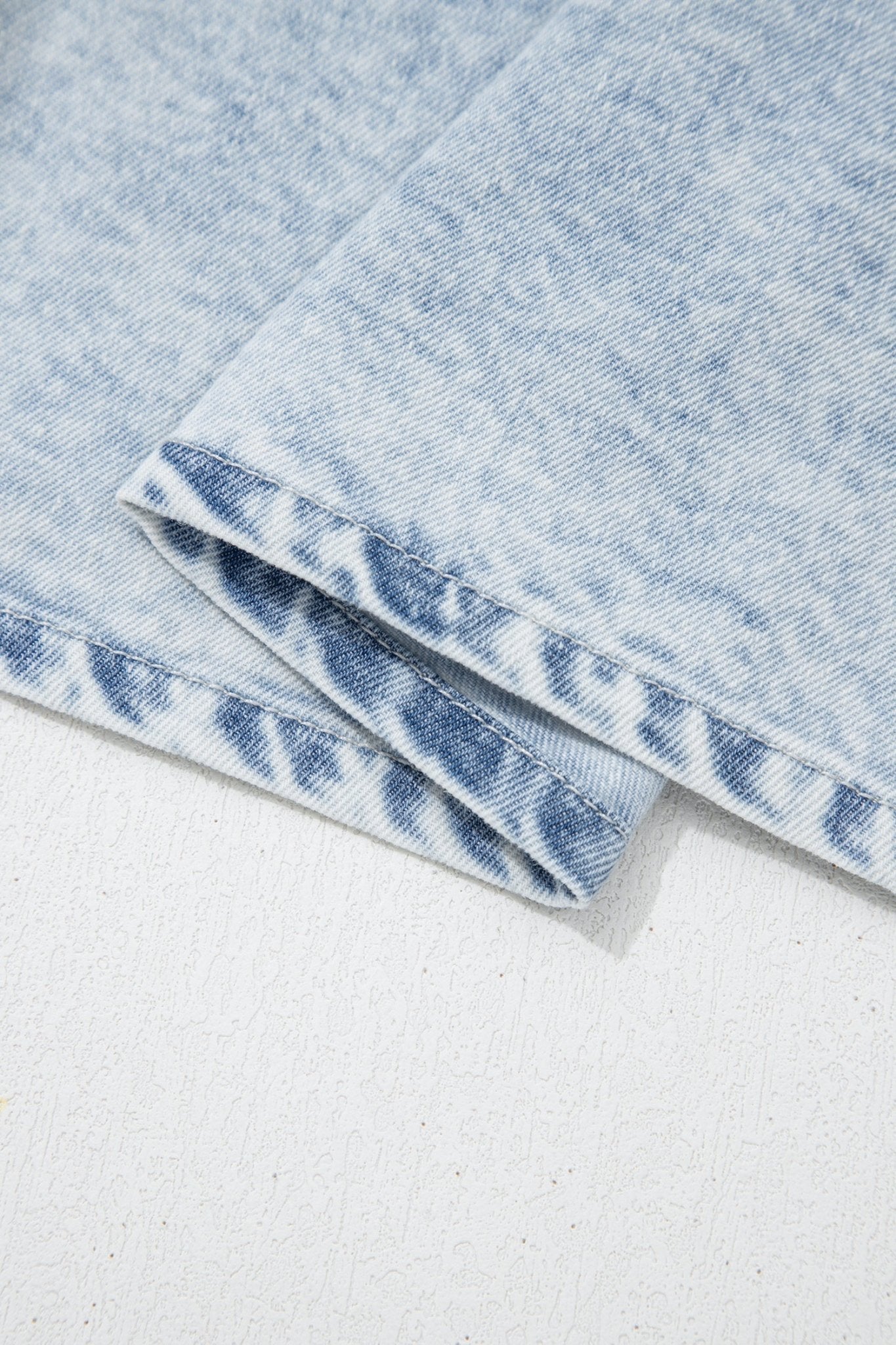 Beau Blue Ruffle Pleated Detail Vintage Washed Denim Top - Loving It Shop