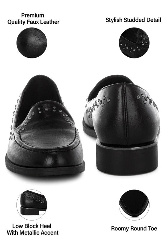 Gonia Studded Faux Leather Loafers