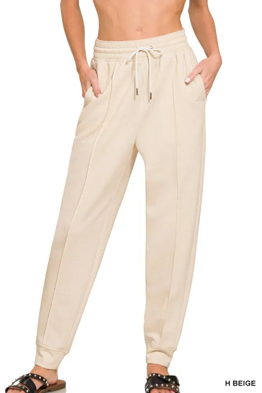 Drawstring Scuba Sweatpants with Pockets
