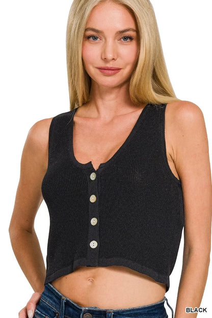 Button-up Cropped Sweater Vest
