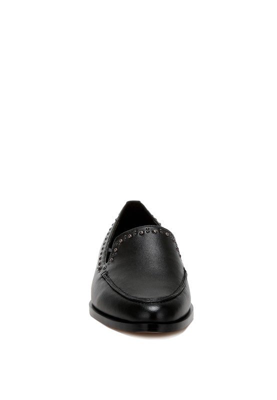 Wolferton Delicate Stud Detail Leather Loafers - Loving It Shop