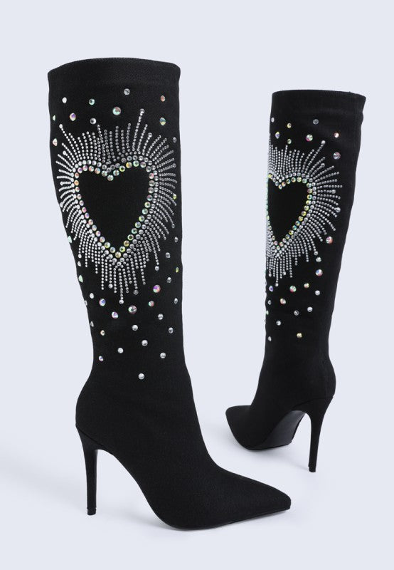 Coastra Rhinestone Embellished Stiletto Boots