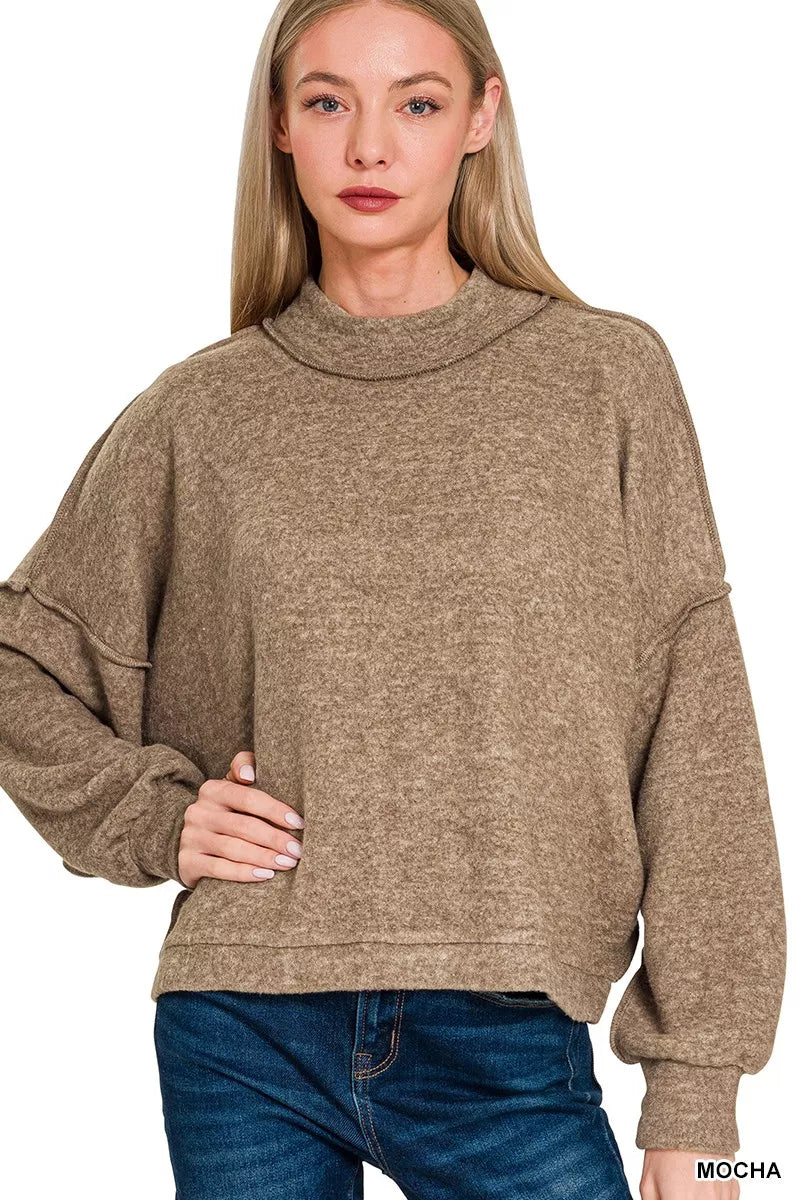 Brushed Melange Hacci Cropped Sweater