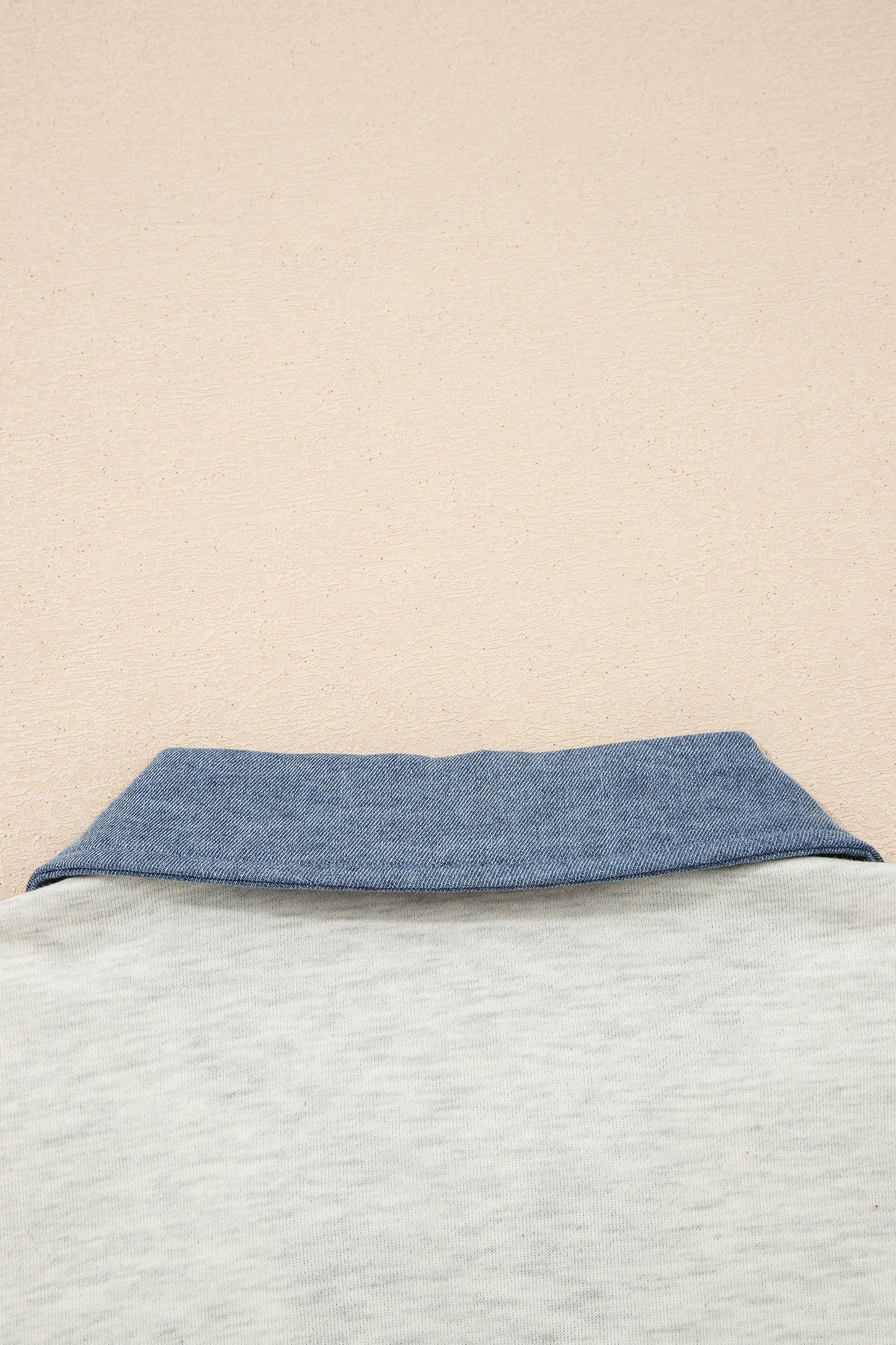 Light Grey Denim Color Block Patchwork Button Polo Collar T Shirt Tunic Dress
