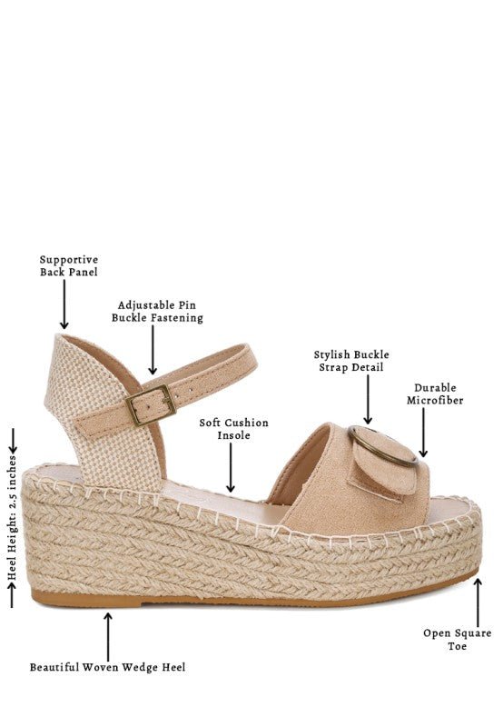 Amilta Buckle Detail Espadrille Wedges - Loving It Shop