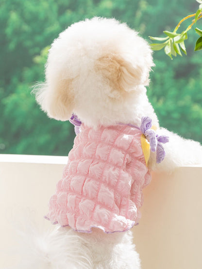 Bubble Textured Tie Shoulder Pet Top