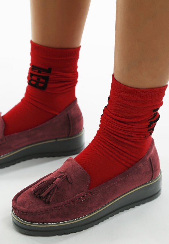 Daiki Platform Lug Sole Tassel Loafers - Loving It Shop