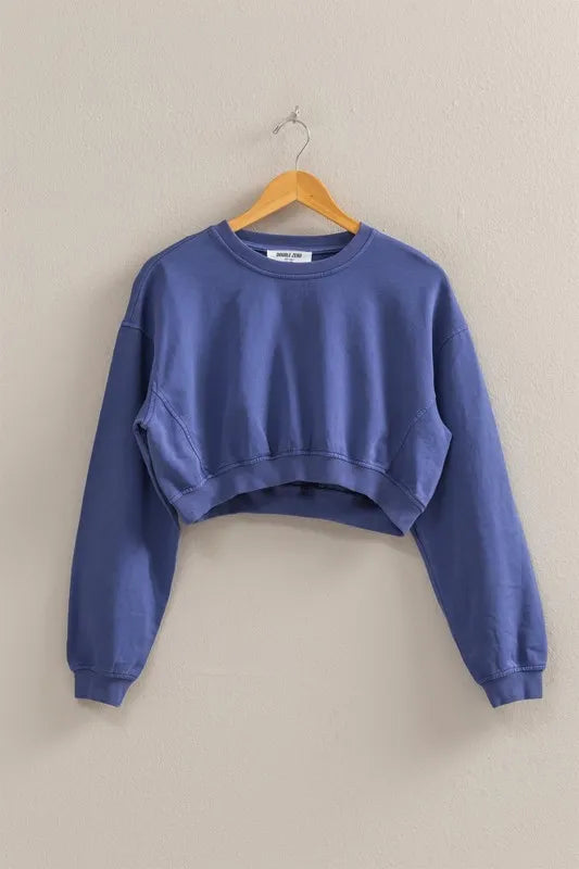 Crew Neck Long Sleeve Crop Sweatshirt
