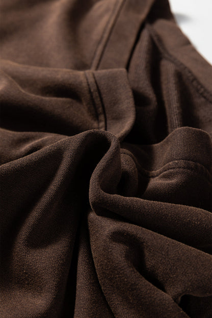 Coffee Button Front V Neck Casual Cardigan
