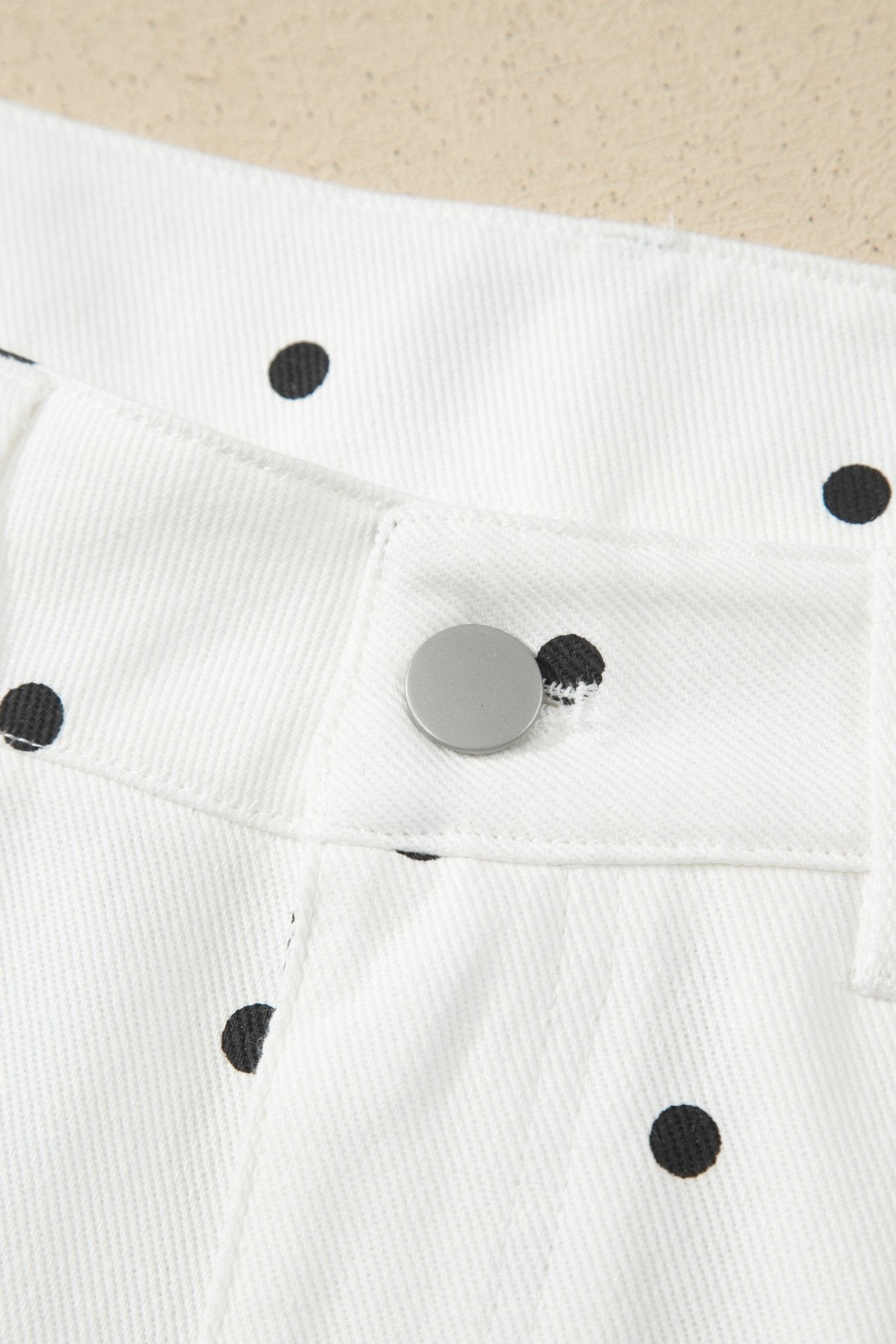White Polka Dot Print Embroidered Scallop Hem Shorts - Loving It Shop