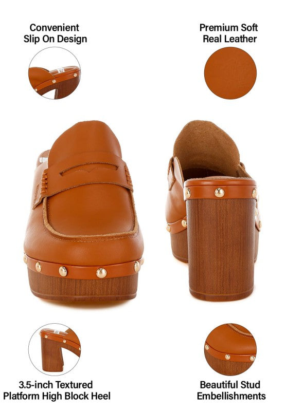 Lyrac Recycled Leather Platform Clogs