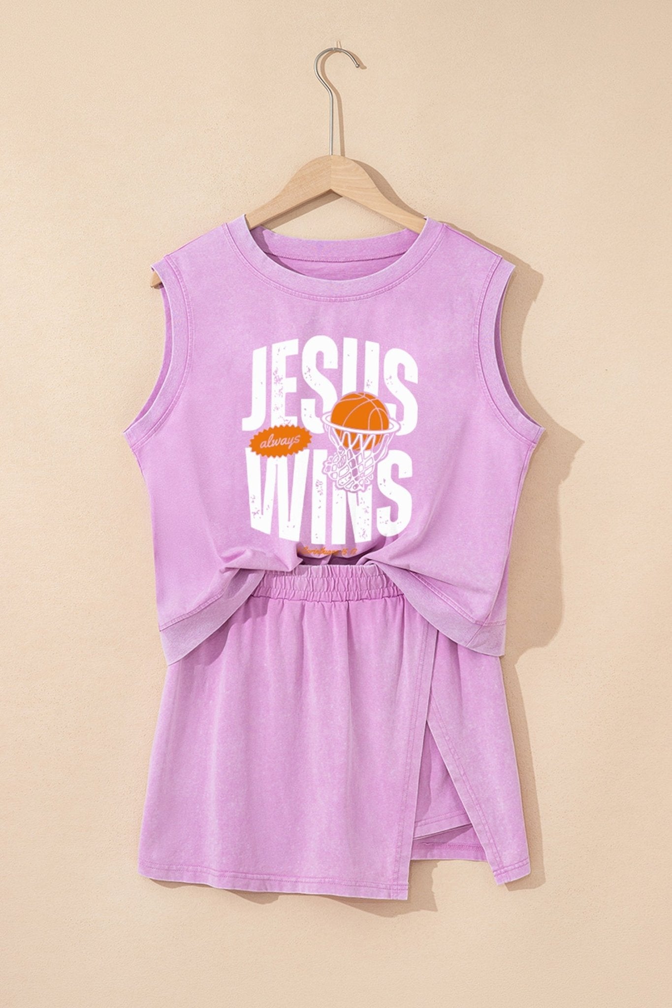 Phalaenopsis JESUS WINS Basketball Vintage Washed Cotton 2pcs Set. - Loving It Shop