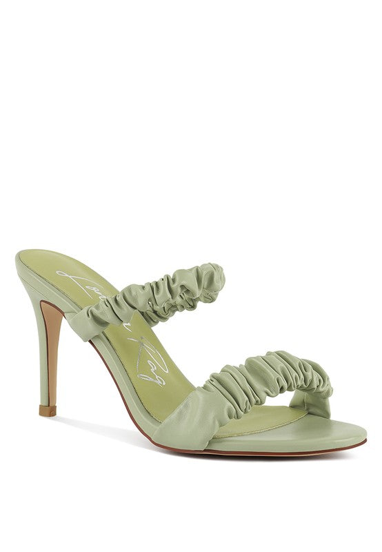 Qualie Ruched Strap Stiletto Sandals