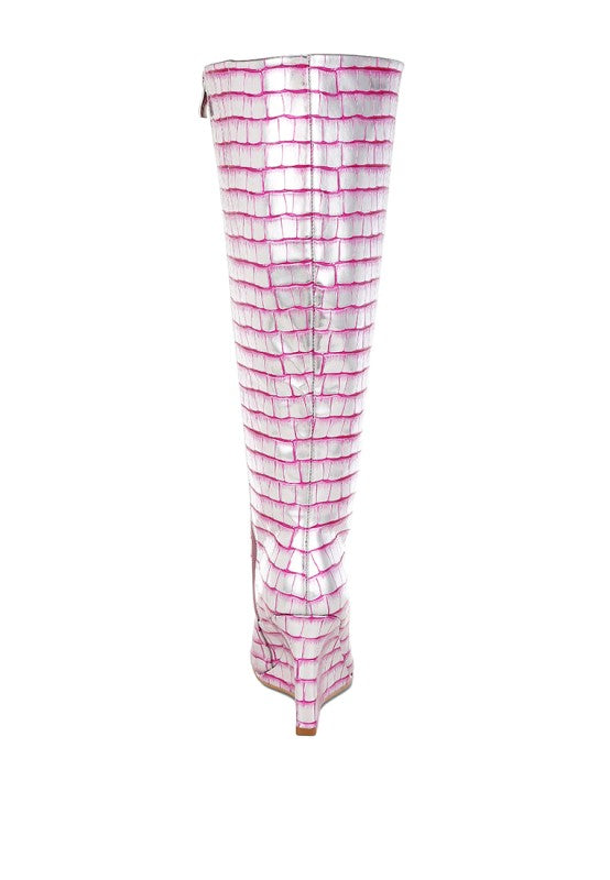 Bass Head Croco Metallic Long Boots