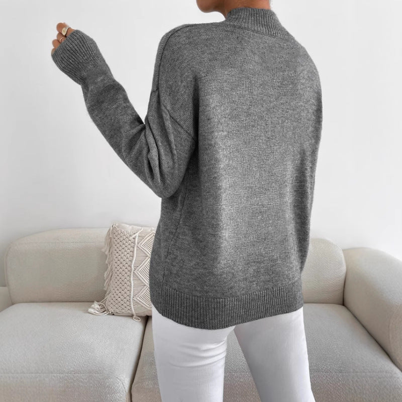 Autumn And Winter Half-high Collar Pullover Women&