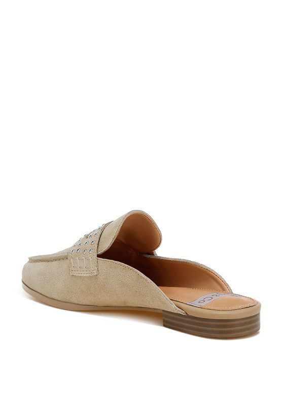 Eve Park Stud Embellished Penny Strap Mules