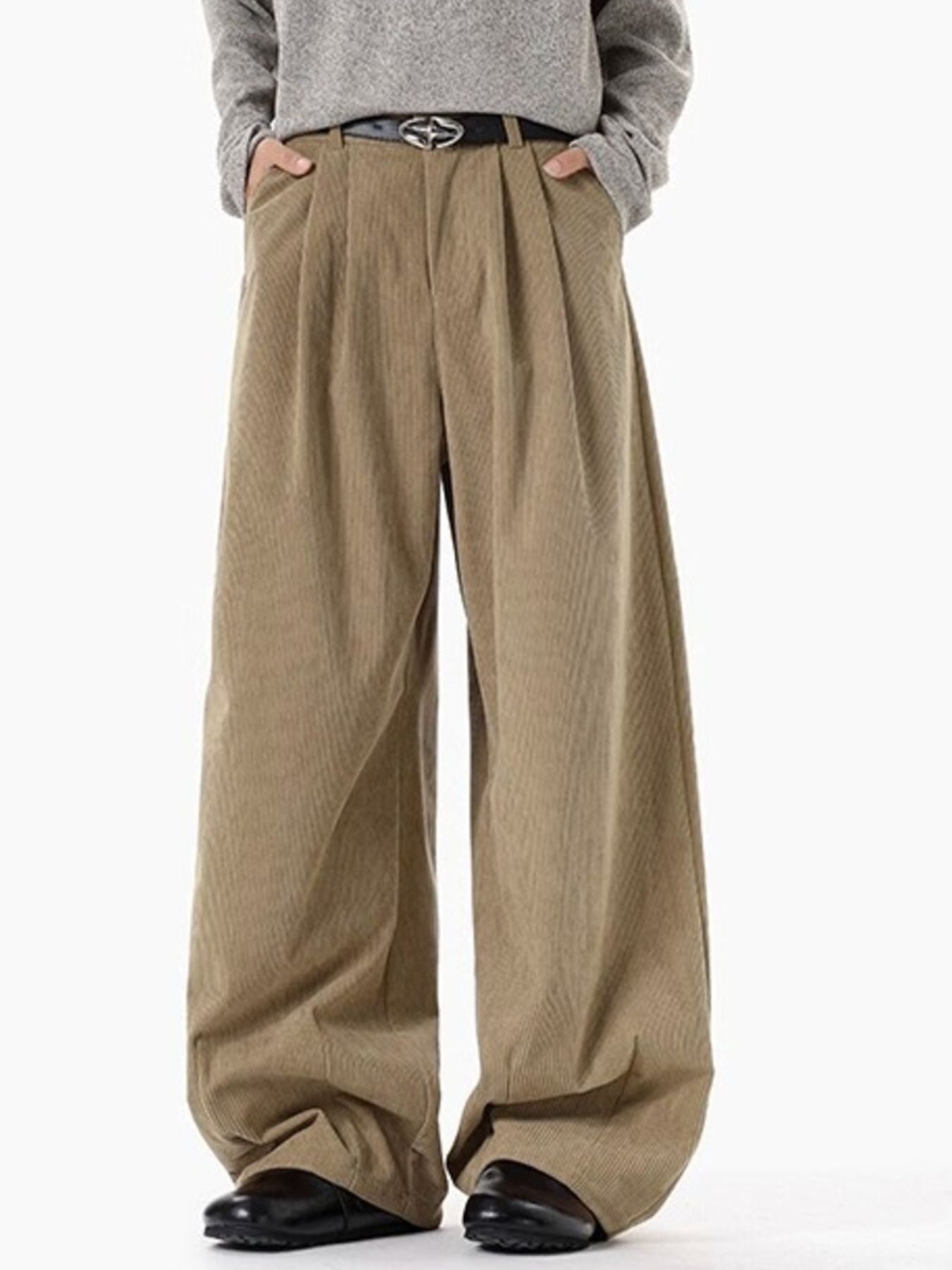 Men's Plus Size Pleated Detail Wide Leg Pants