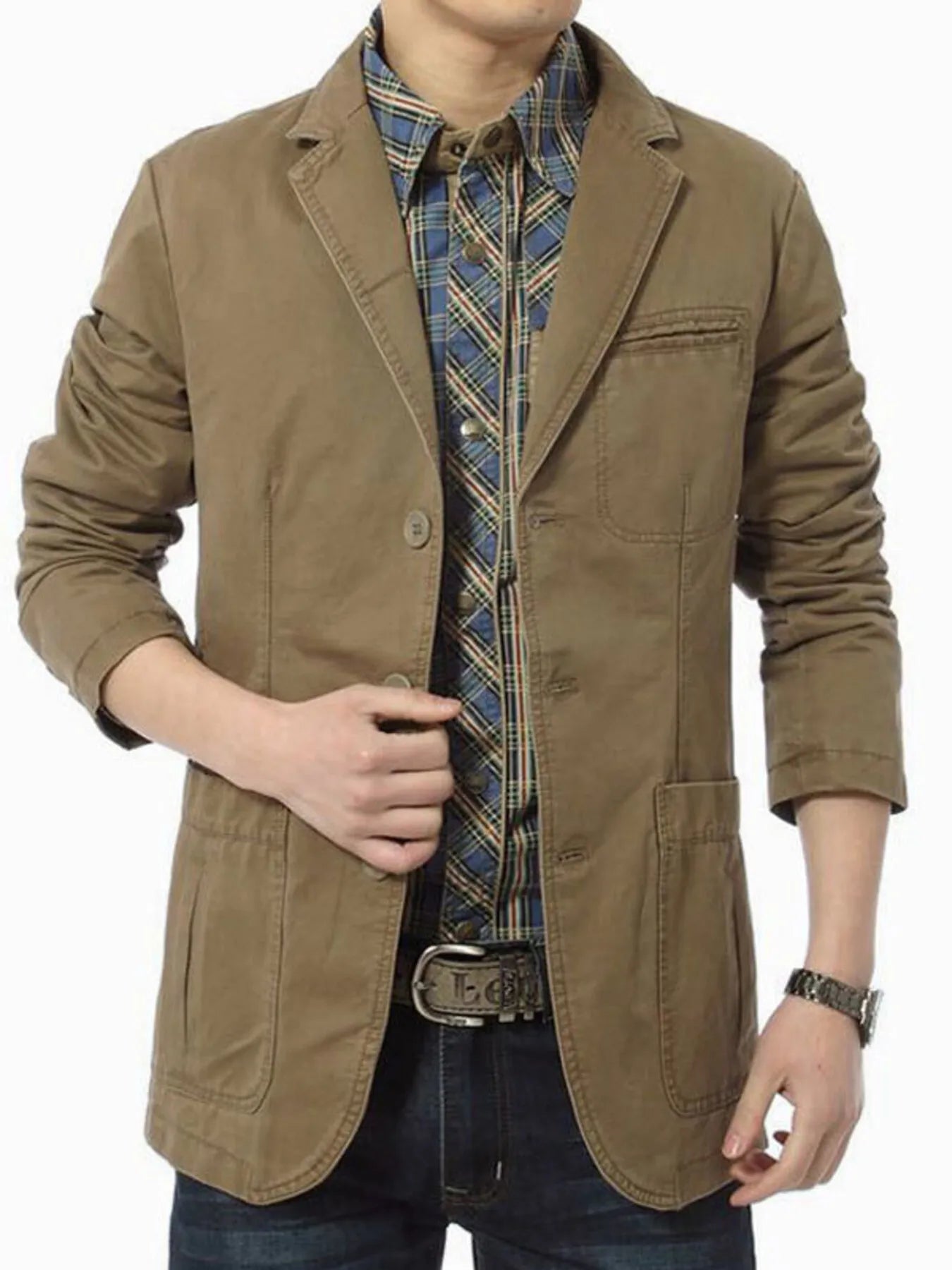Men's Plus Size Lapel Collar Button Up Blazer - Loving It Shop