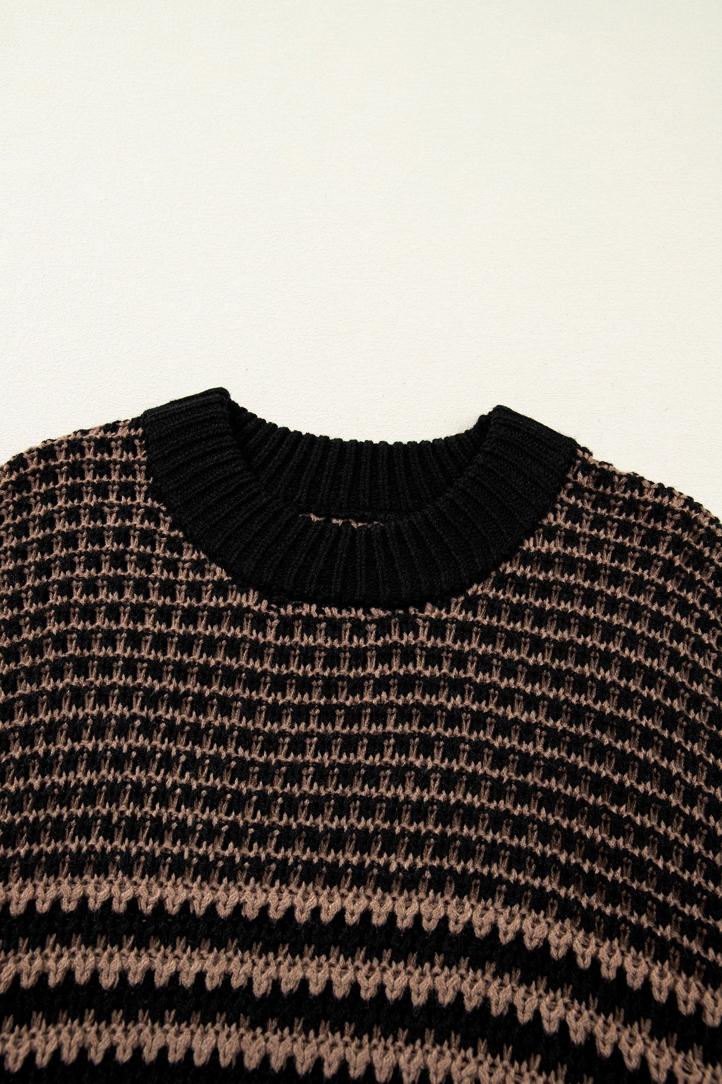 Black Stripe 3/4 Draped Sleeve Slouchy Sweater