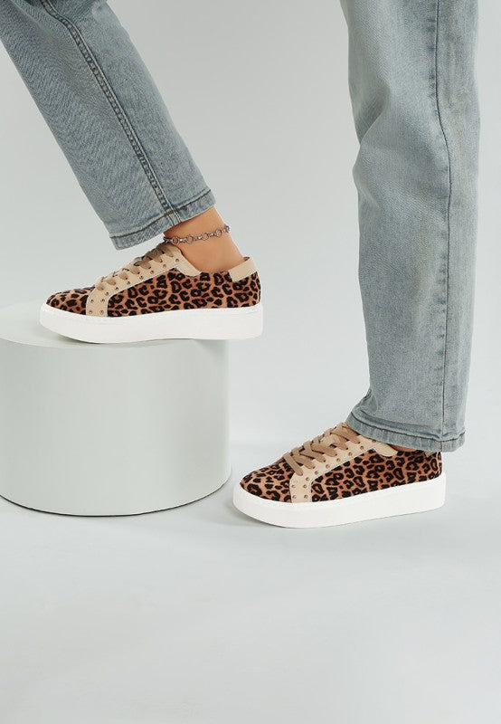 Flippin Studded Leopard Print Chunky Sneakers