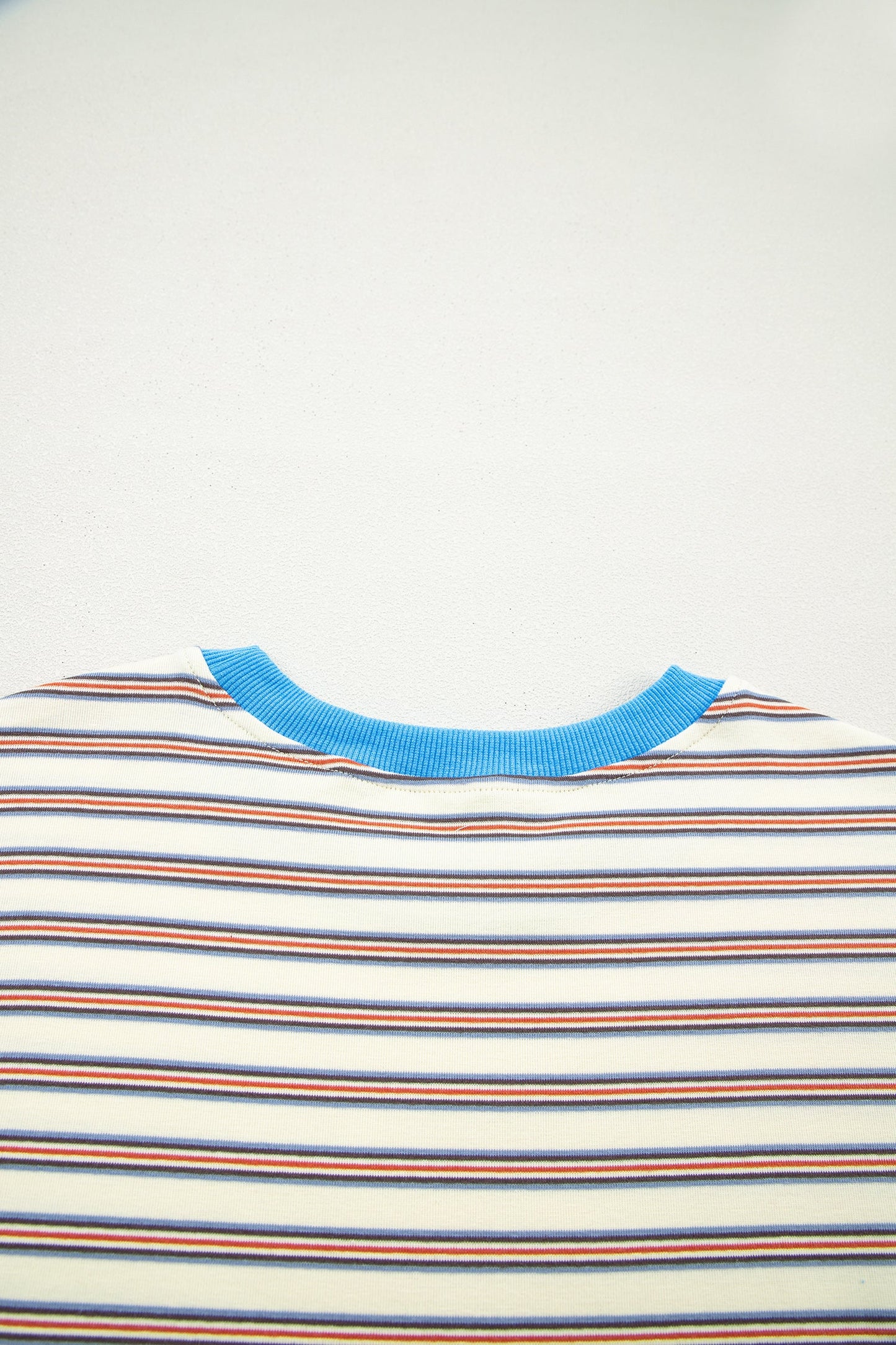 White Stripe Drop Shoulder Cuffed Sleeve Loose Tunic T Shirt Mini Dress