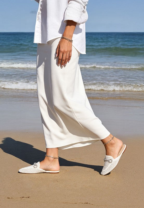 Roboma Metallic Woven Diamante Mules