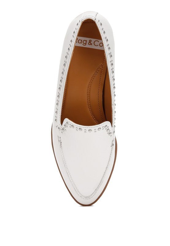Wolferton Delicate Stud Detail Leather Loafers - Loving It Shop
