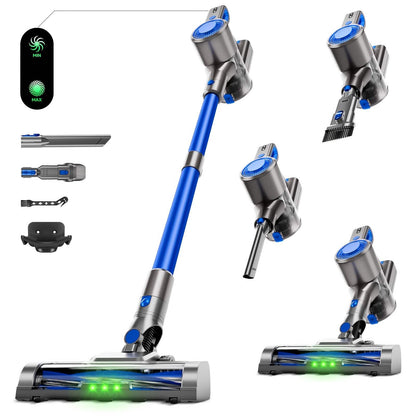 Cordless Vacuum Cleaner with LED Light &amp; Removable Battery – Blue