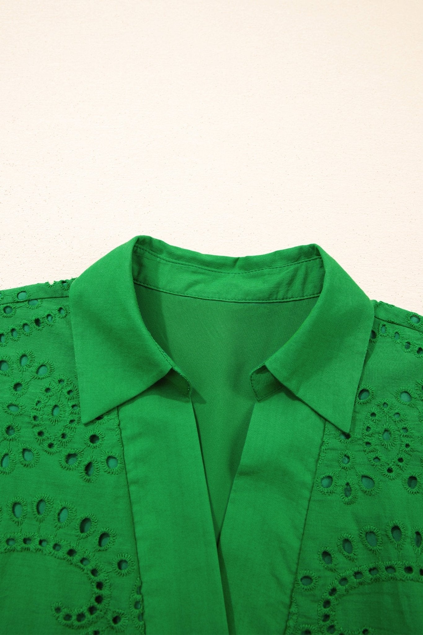 Green Solid Color Eyelet Embroidered T Shirt Mini Dress - Loving It Shop