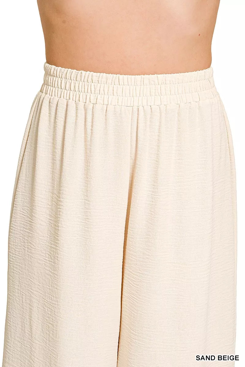 Woven Airflow Elastic Waistband Pants