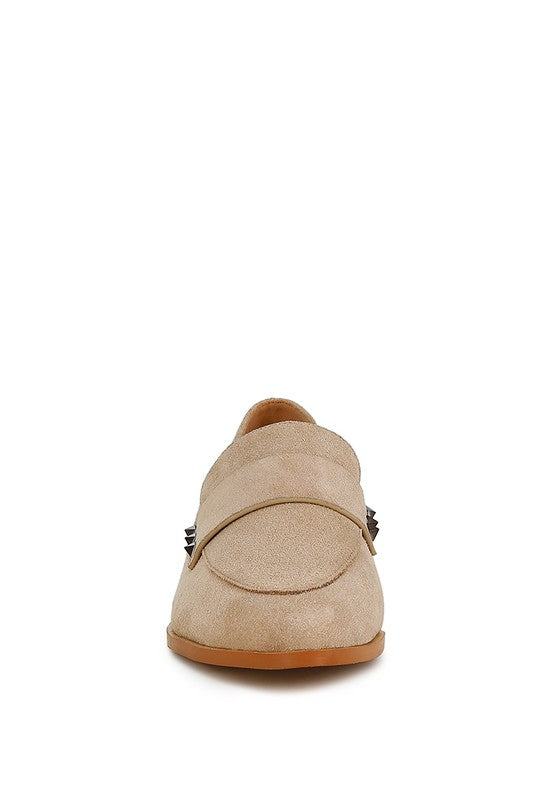 Durance Studded Genuine Suede Loafers