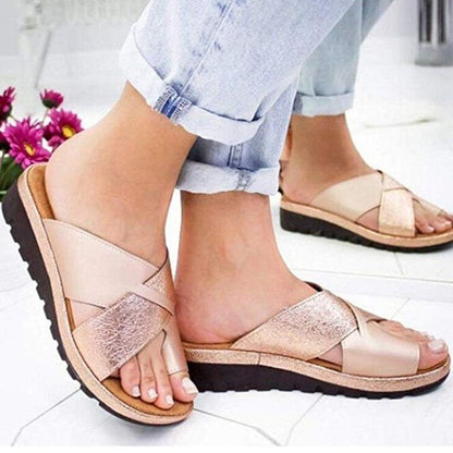Solid Color Set Toe Beach Slippers Women&