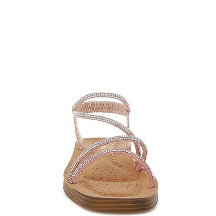 Ridayne Rhinestones Embellished Strappy Flats