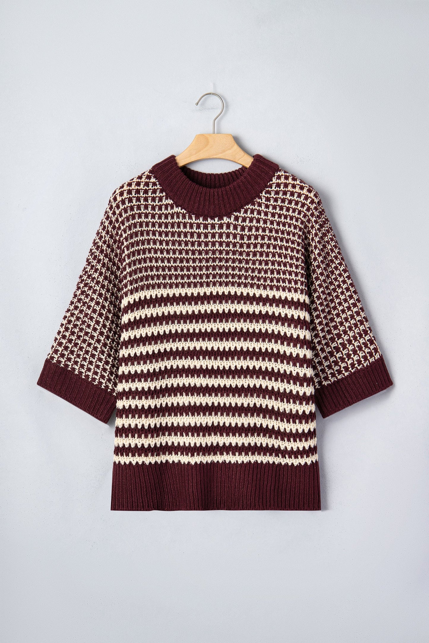 Red 3/4 Draped Sleeve Slouchy Sweater