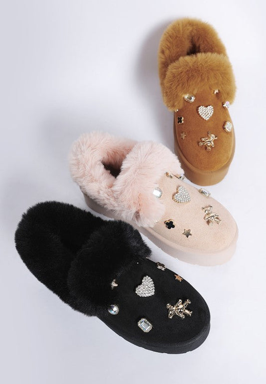 Zeta Charm Detail Slip On Snow Boots
