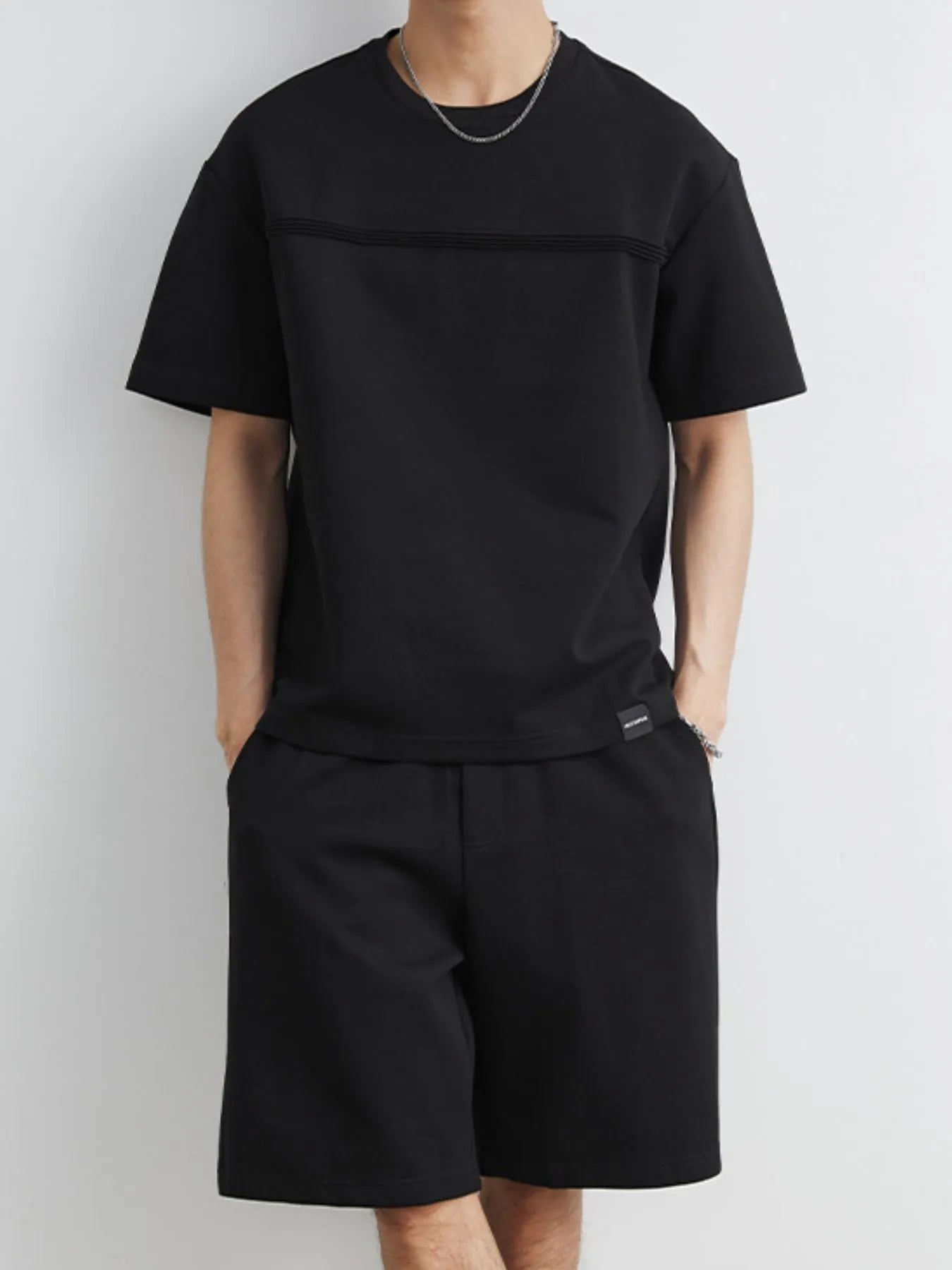 Men's Plus Size Round Neck Short Sleeve Top and Shorts Set