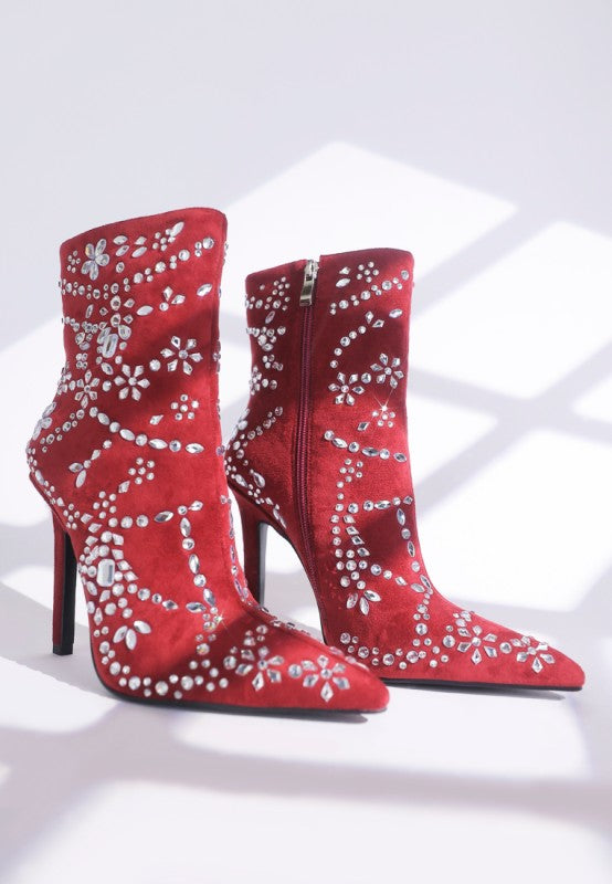 Dunari Diamante Embellished Microfiber Boots