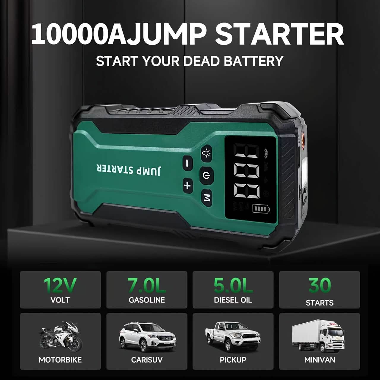7-in-1 Emergency Car Power Supply Starter &amp; Air Pump