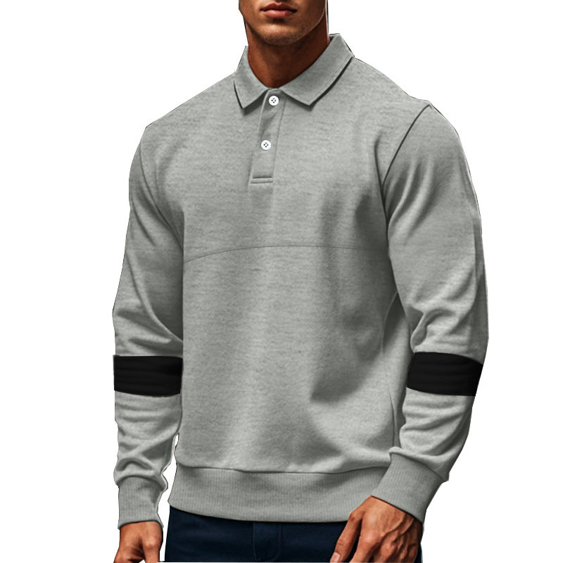 Fashion Long-sleeved Lapel Polo Shirt With Button Men&