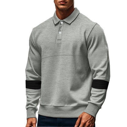Fashion Long-sleeved Lapel Polo Shirt With Button Men&