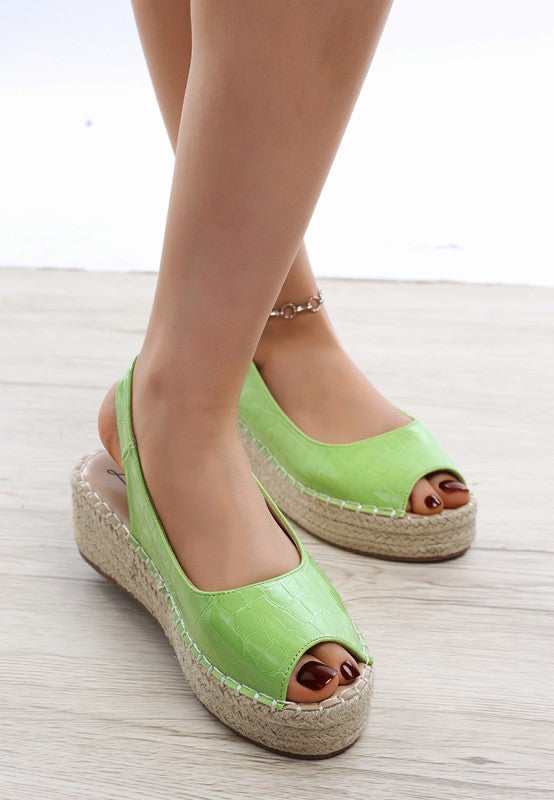 Yarael Croco Peep Toe Wedges