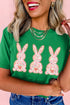 Bright Green Easter Floral Rabbit Print Crew Neck T Shirt - Loving It Shop