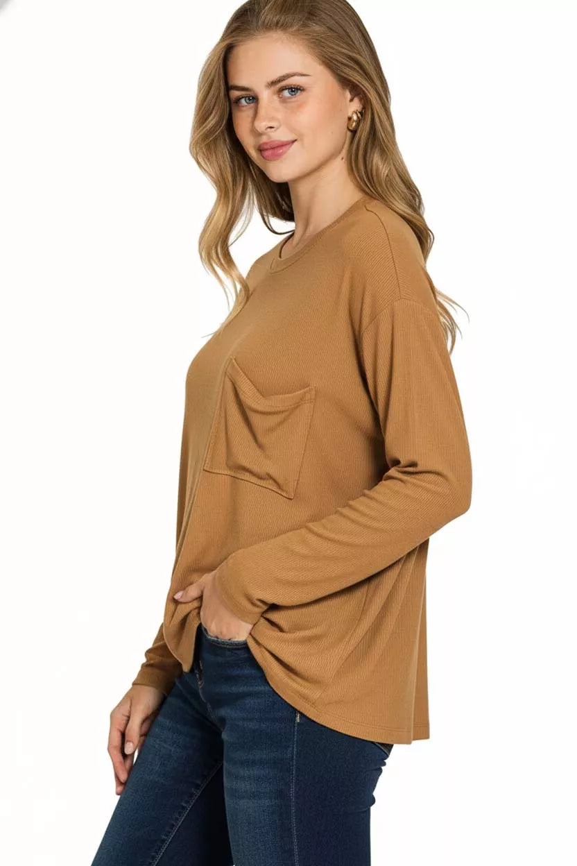 Ribbed Rayon Span Dolman Sleeve Top
