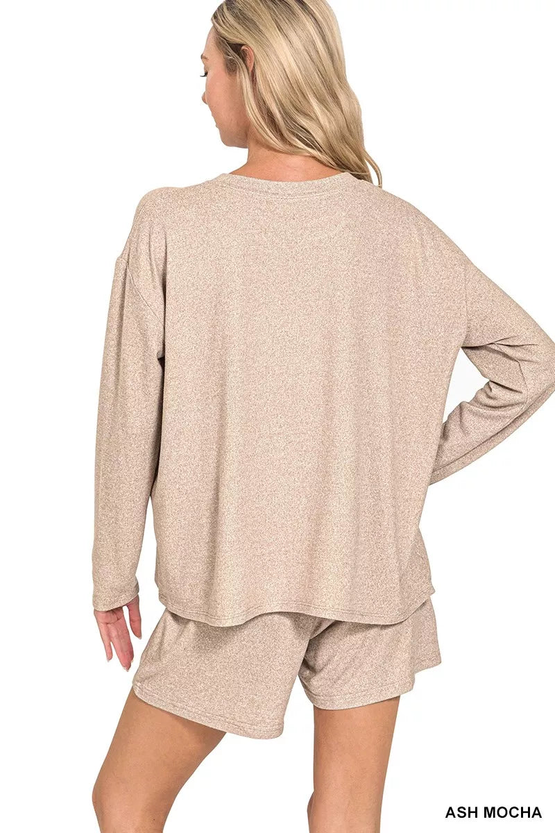 I am a Fashion Junky Soft Melange Long Sleeve Tee and Shorts Set