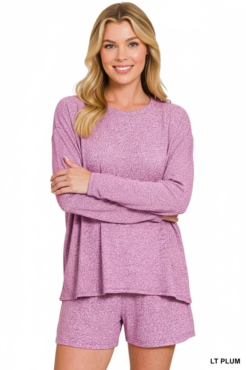 I am a Fashion junky Soft Melange Long Sleeve Tee and Shorts Set